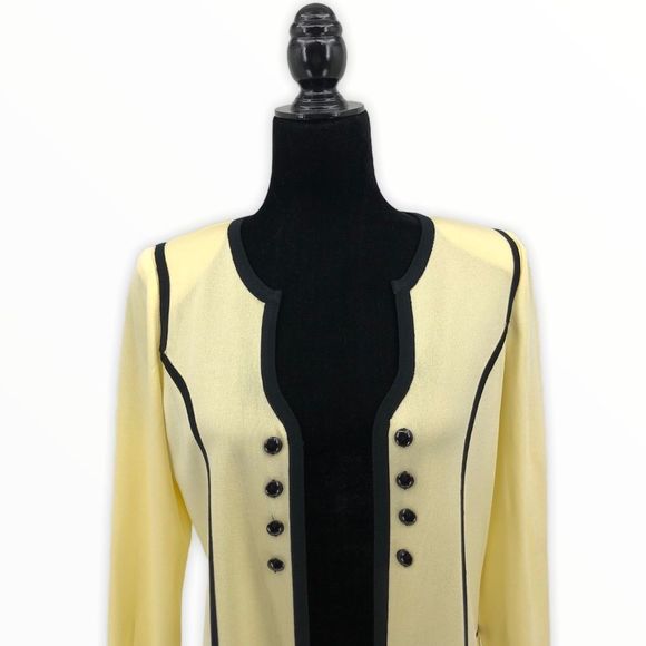 Ming Wang Yellow Contrast Button Knit Blazer - Picture 3 of 15